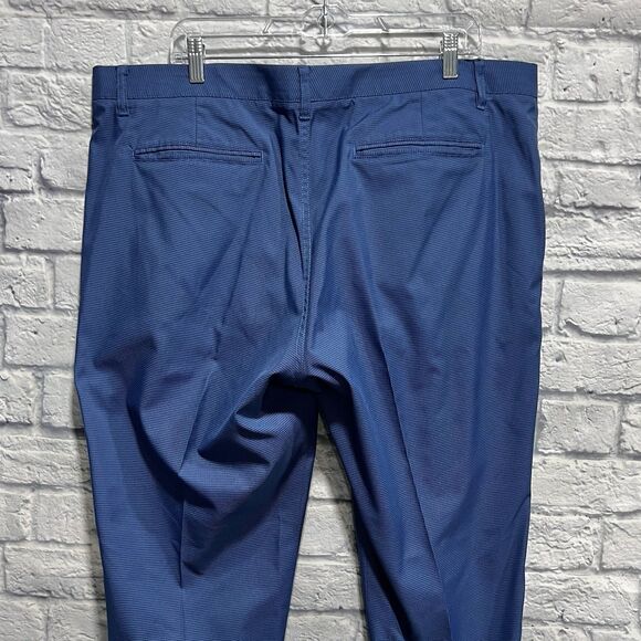 Bonobos Golf Pants Men Blue Straight Fit Micro Houndstooth‎ Zip Ankle Size 40X32 - Picture 6 of 13